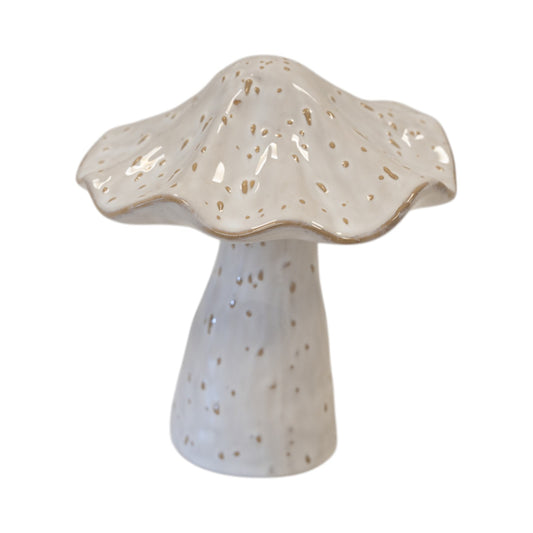 Stoneglazed Speckled Ceramic Mushroom Ornament