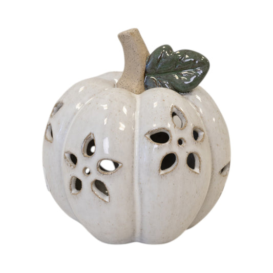 Small LED Pumpkin with Open Flower Detail