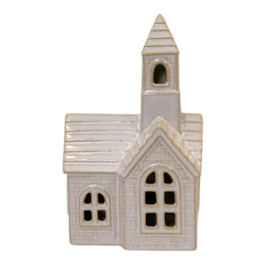 Stoneglazed Ceramic LED Church Ornament