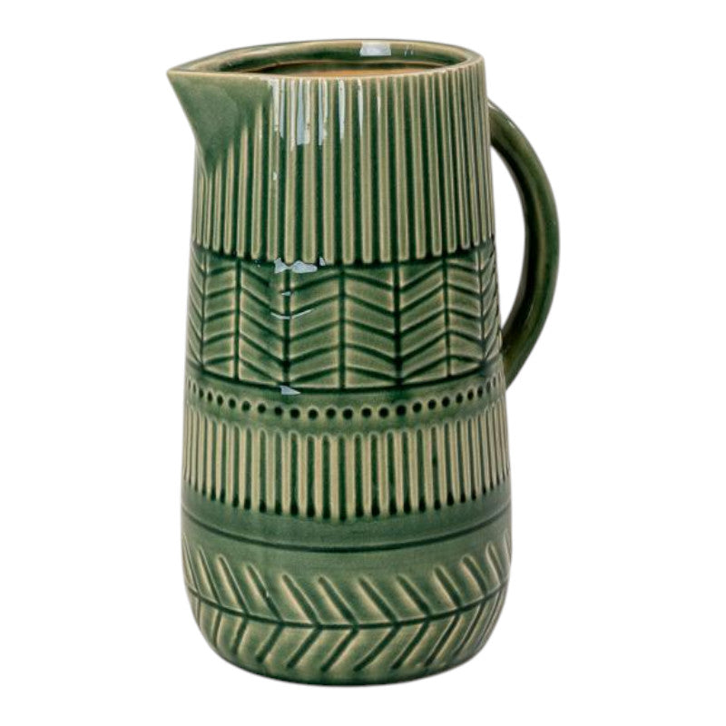 Green Ceramic Jug (26.5cm) T12 x 14 x BD12.3 x H26.5cm