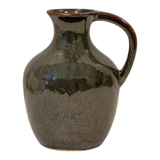 Green Ceramic Short Vase with Handle