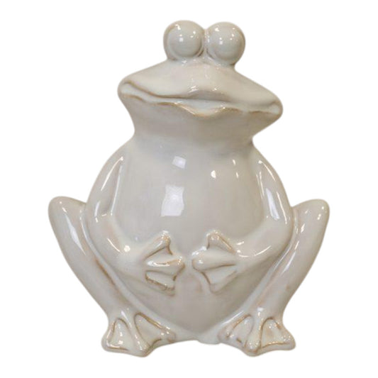 Cream Ceramic Smiling Frog