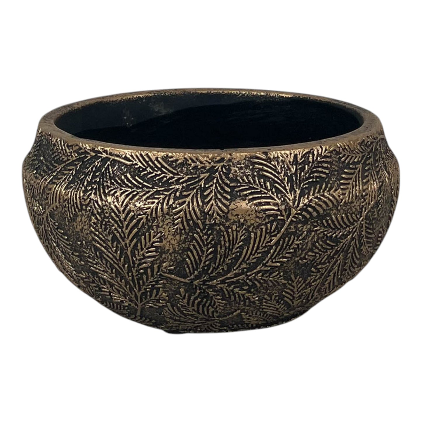 Gold Planting Bowl with Leaf Design