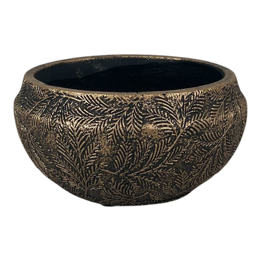 Gold Planting Bowl with Leaf Design