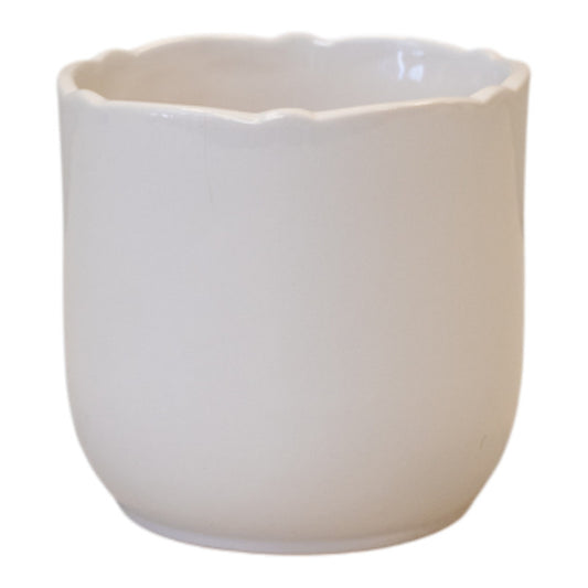 Small White Ceramic Pot TD11.5cm Heart Design