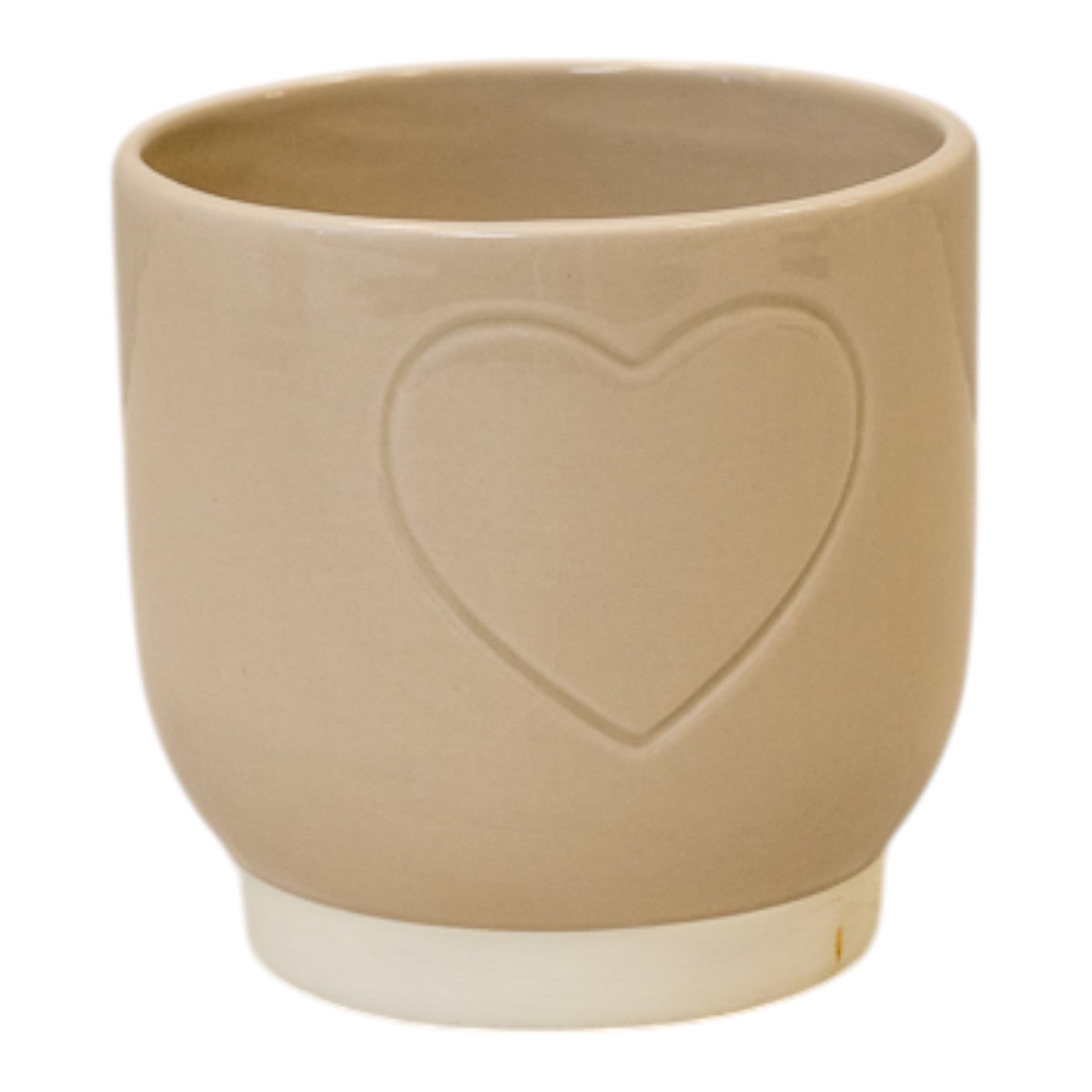 Cream Debossed Heart Pot