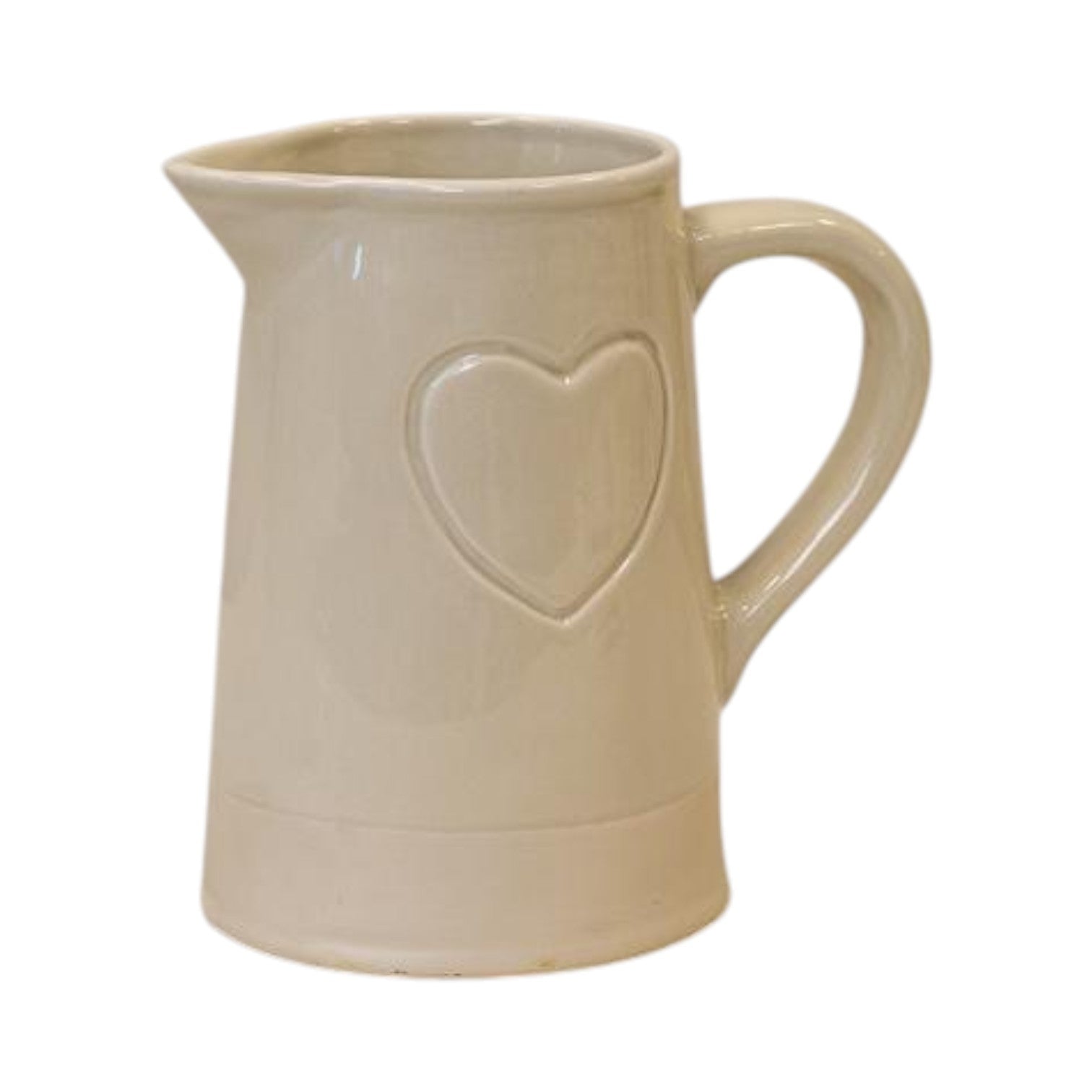 Cream Debossed Heart Jug TD10.5x8.5cm H15.3cm B10.5cm