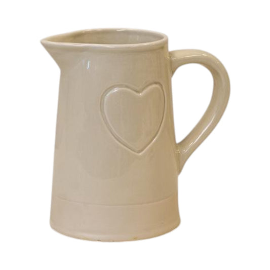 Cream Debossed Heart Jug TD10.5x8.5cm H15.3cm B10.5cm