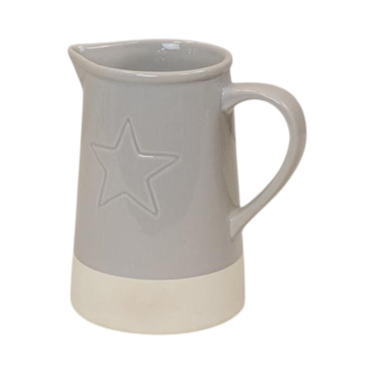 Grey Debossed Star Jug TD10.5x8.5cm H15.3cm B10.5cm