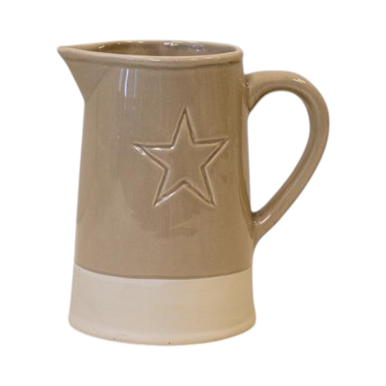 Warm Grey Debossed Star Jug TD10.5x8.5cm H15.3cm B10.5cm