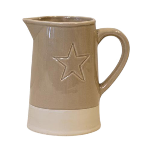 Warm Grey Debossed Star Jug TD10.5x8.5cm H15.3cm B10.5cm
