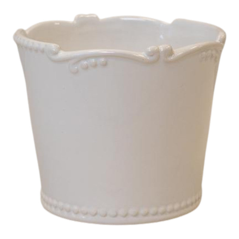 White Pot with Decorative Rim