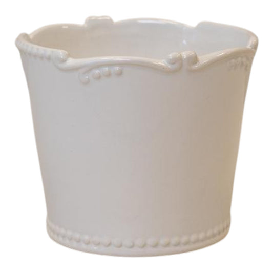 White Pot with Decorative Rim