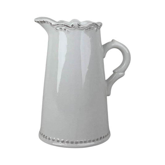 White Jug With Decorative Rim Tl15.5cm H19cm B11.5cm