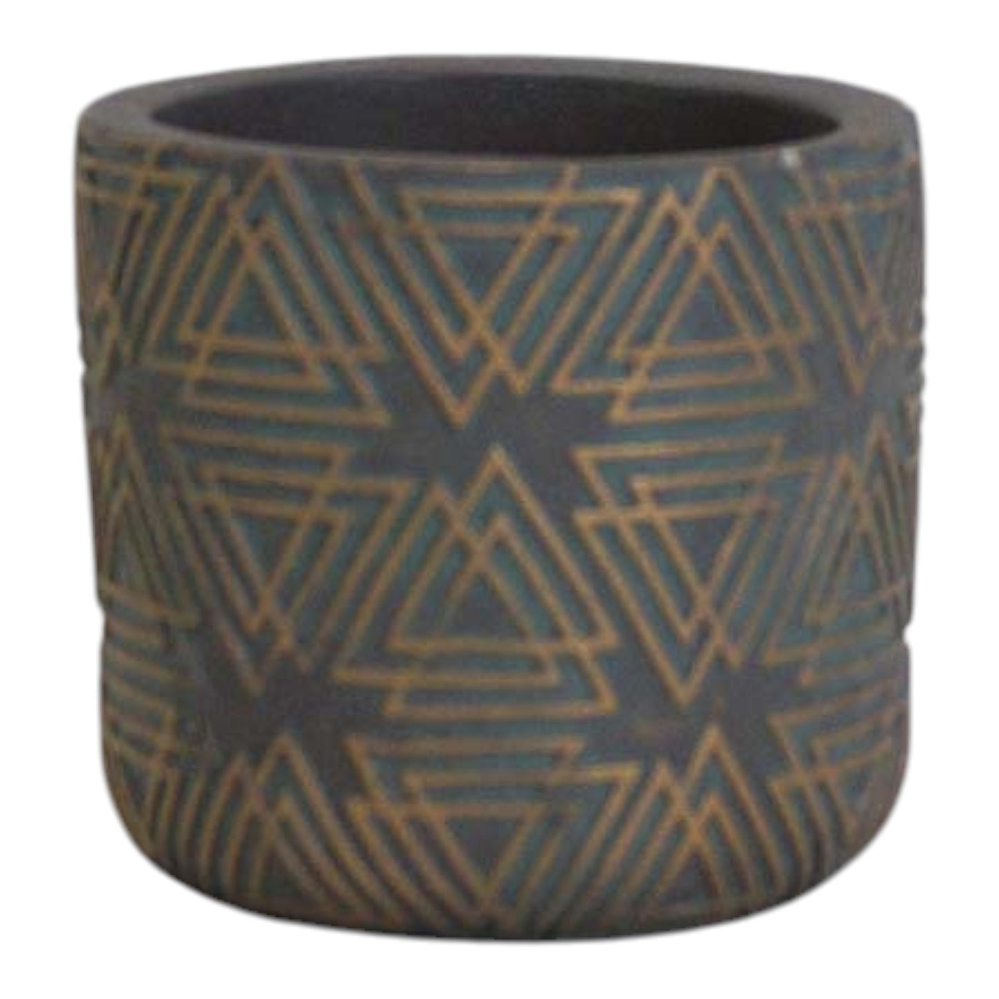 Grey/Gold Cement Triangle Grid Pot