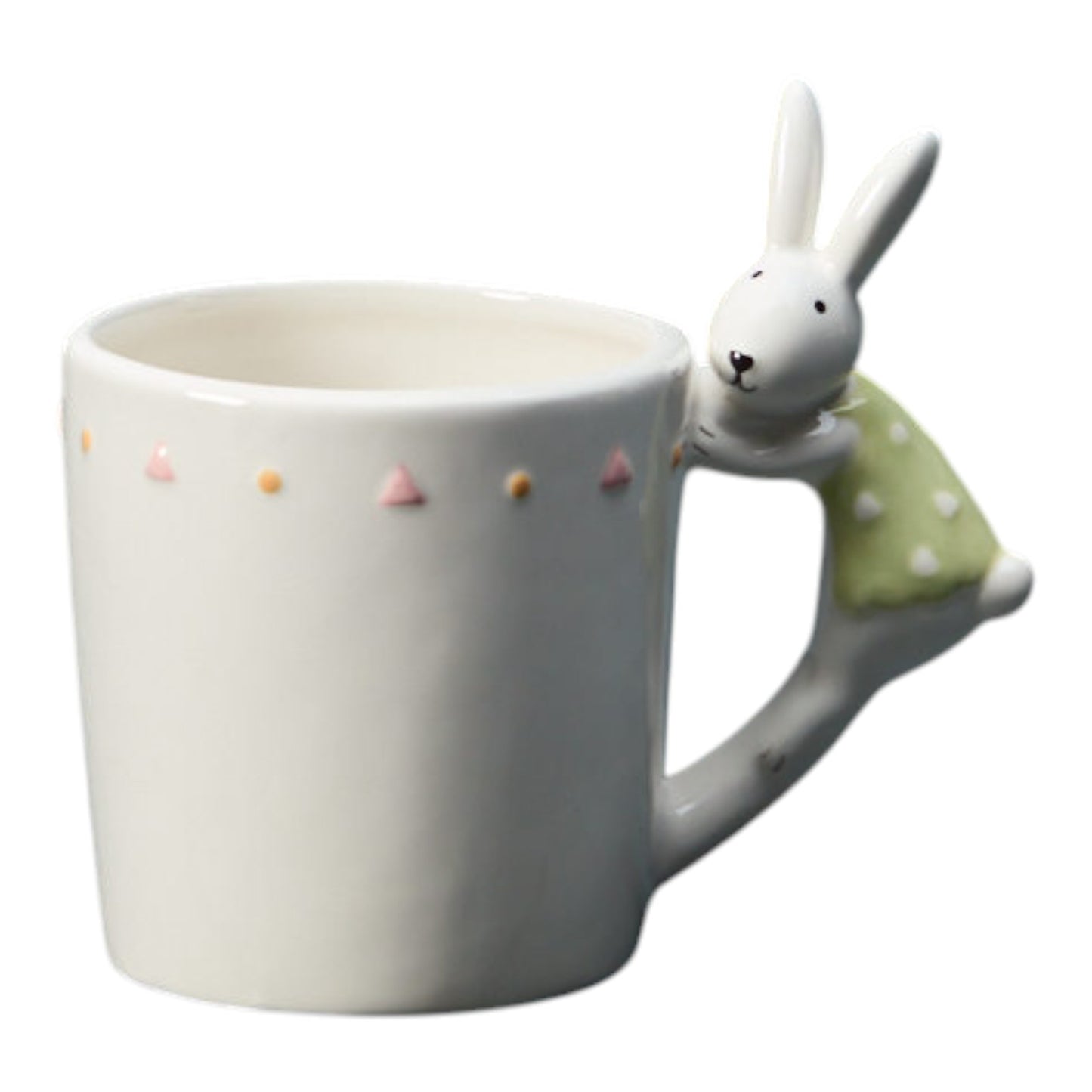 Set of 2 White Ceramic Rabbit Mugs