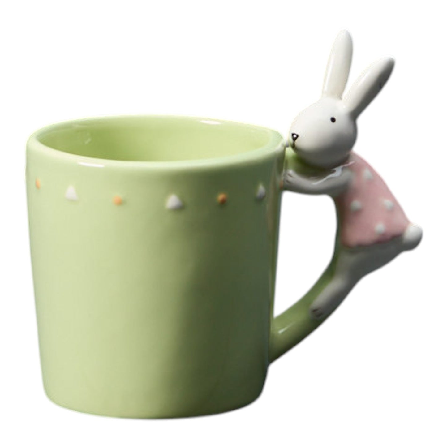 Set of 2 Green Ceramic Rabbit Mug H13 W15 D9