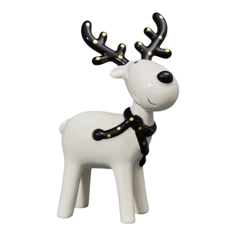 Black and White Ceramic Deer