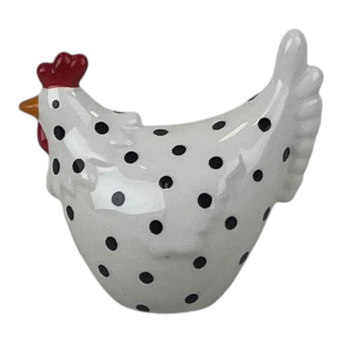 White Dotty Chicken TD9.2x5.4cm H7.9cm