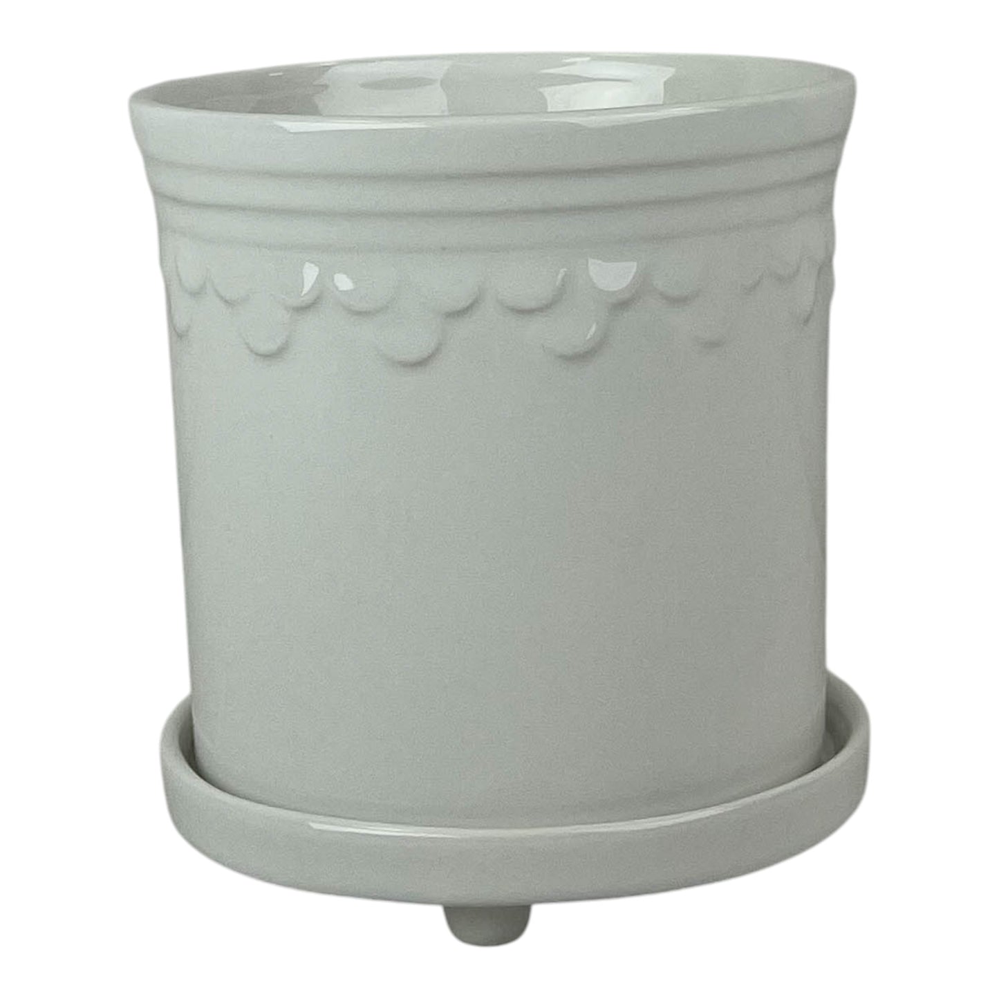 White Saucer Pot H13cm