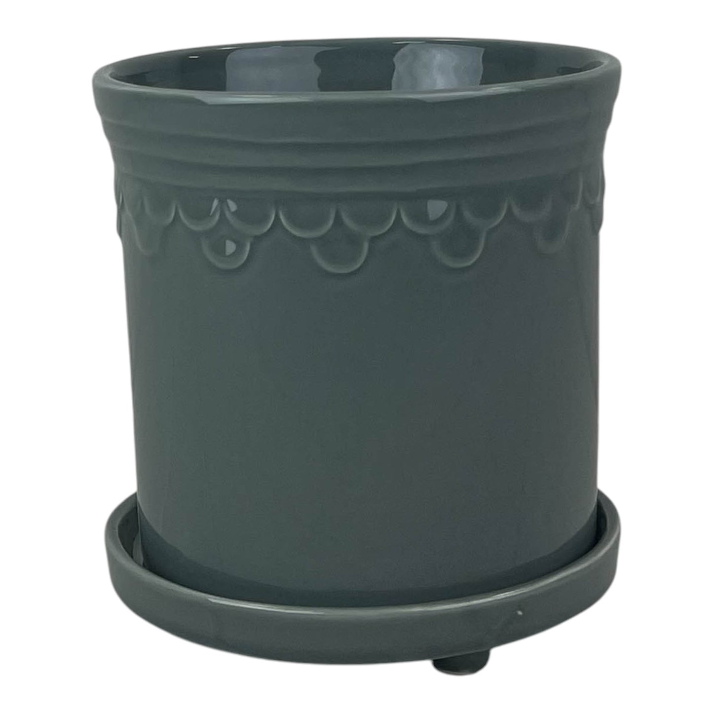 Grey Saucer Pot