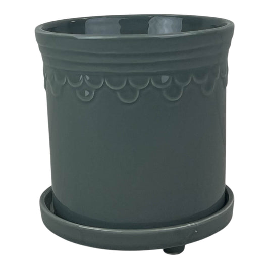 Grey Saucer Pot