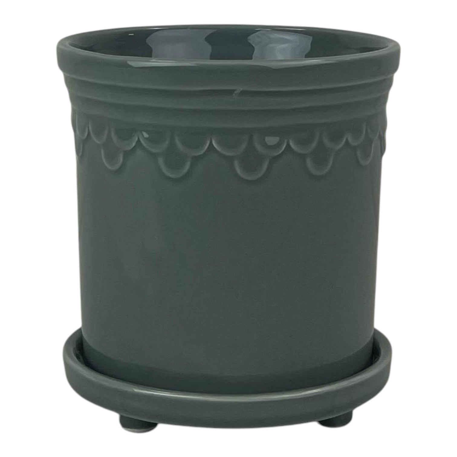 Grey Saucer Pot