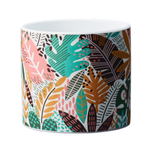 Set of 6 Leaf Design Ceramic Pot