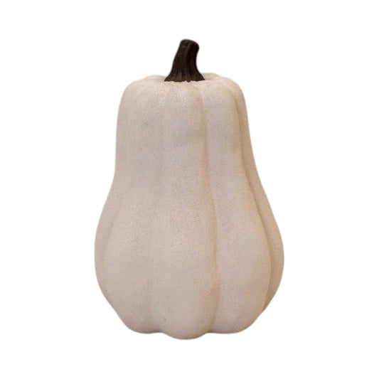 Cotton White Tall Ceramic Pumpkin Ornament in Small