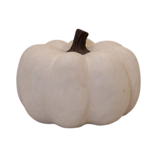 Cotton White Large Ceramic Pumpkin Ornament