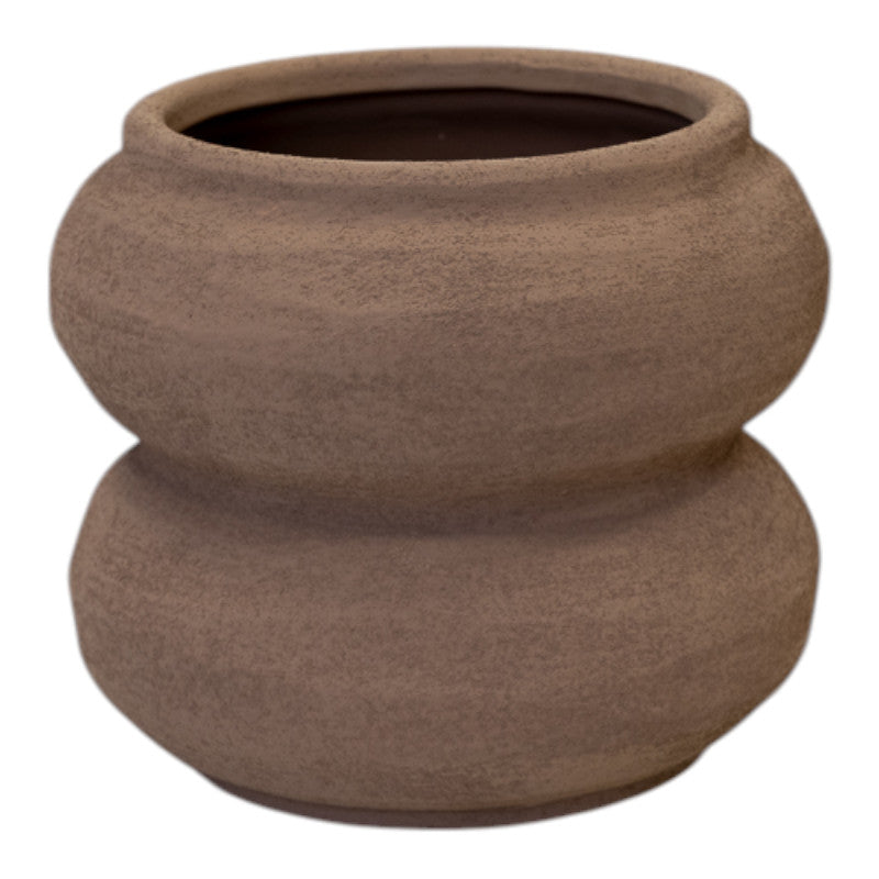 Brown textured Stone Sculptured Vase 14.8cm x 14.8cm x 12.2cm