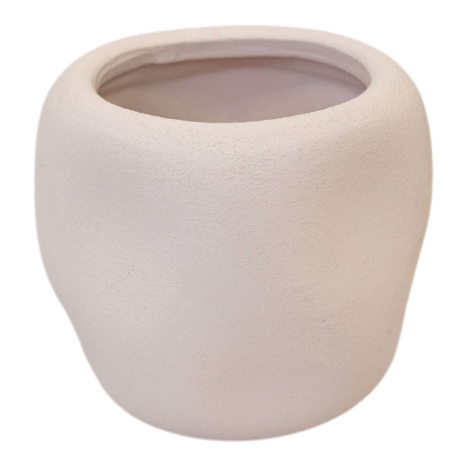 White Textured Stone Plant Pot