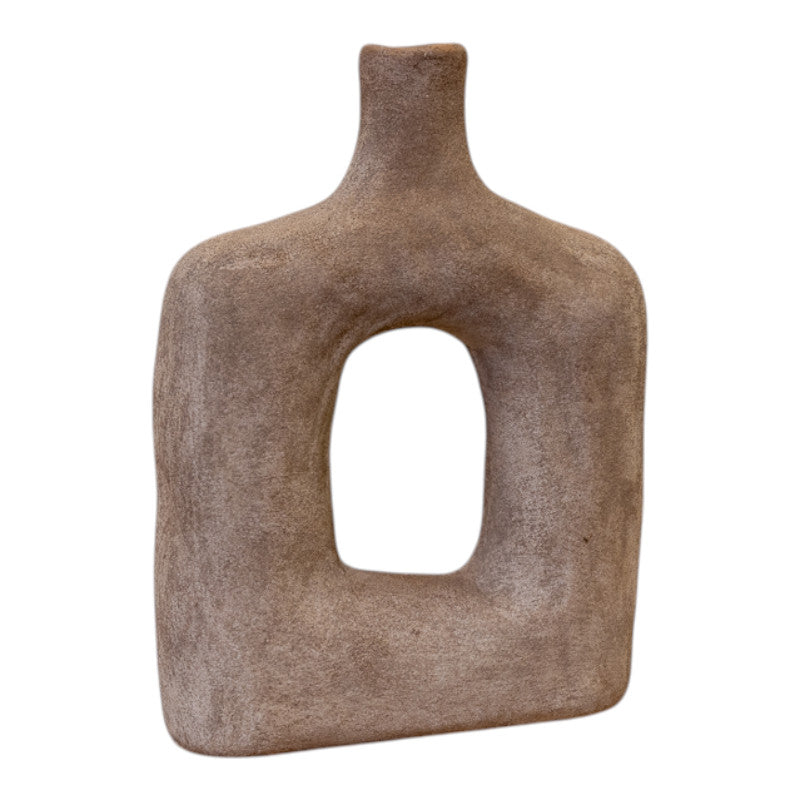 Tall Brown Textured Sculptured Vase 22.5cm x 7.5cm x 30.5cm