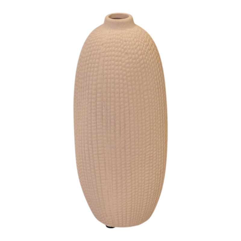 Tall Tan Texured Stone Vase 10.2cm x 10.2cm x 23.8cm