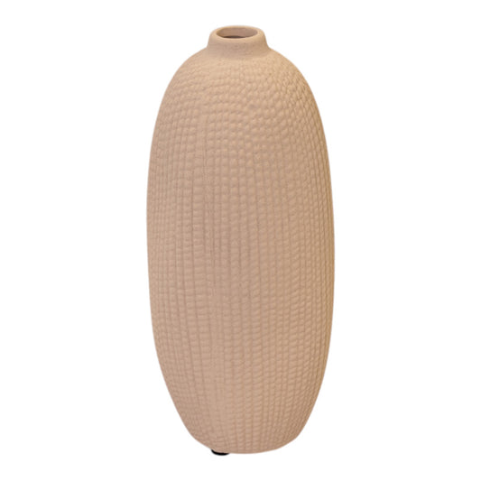 Tall Tan Texured Stone Vase 10.2cm x 10.2cm x 23.8cm