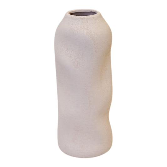 White Tall Sculptured Textured Vase 9.5cm x 9.5cm x 24cm