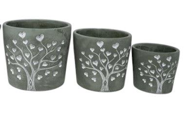 Grey Cement Love Tree Pot TD16.8cm H14.8cm