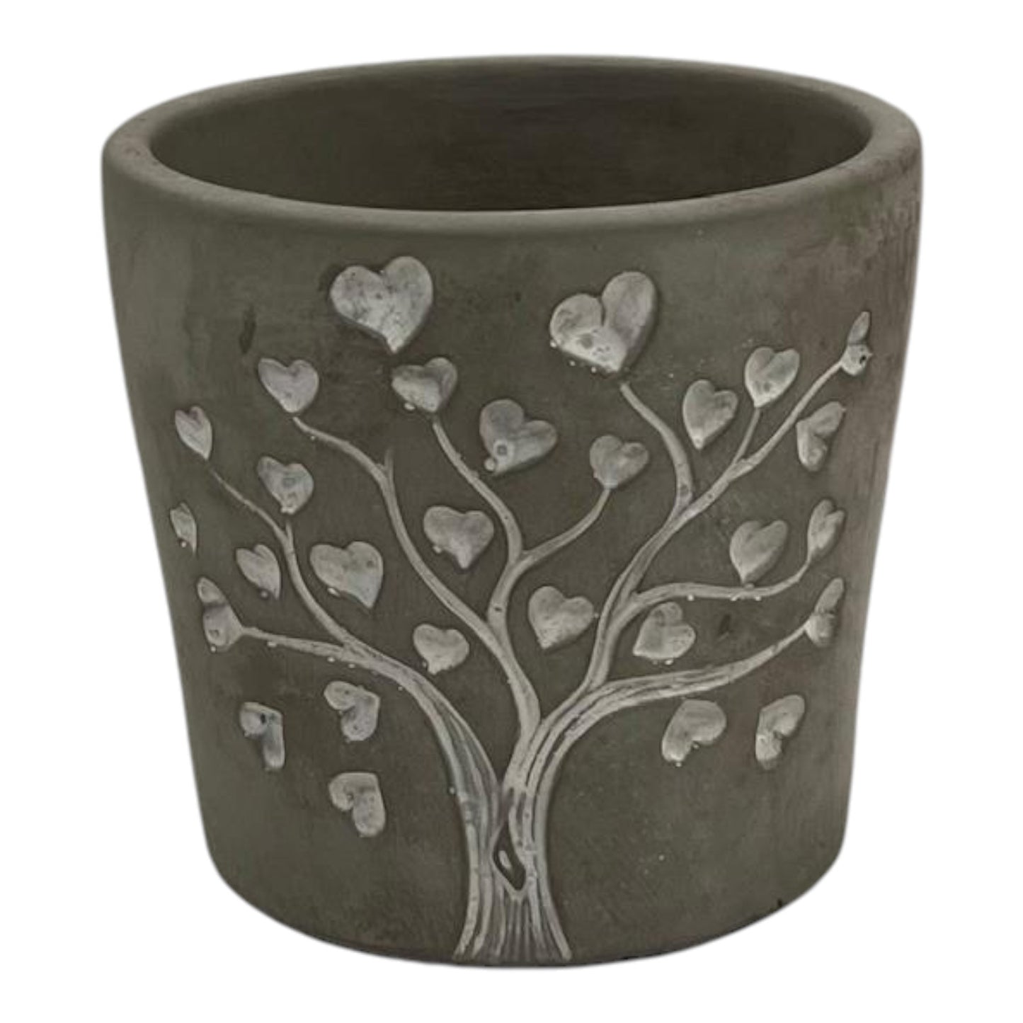 Grey Cement Love Tree Pot TD10.5cm H9.8cm