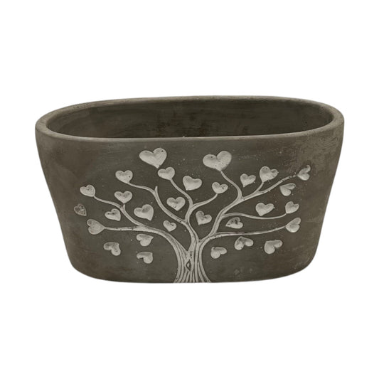 Grey Cement Love Tree Trough TD19.5x11.2cm H9.8cm