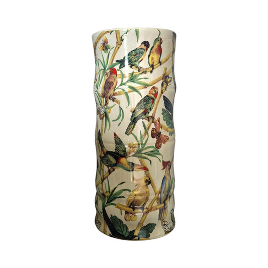 Ceramic Umbrella Stand  Bamboo & Tropical Bird Design