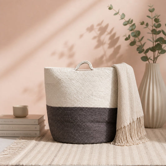 Cotton Rope Laundry / Storage Big Basket 45x40cm - Grey | Four Candle