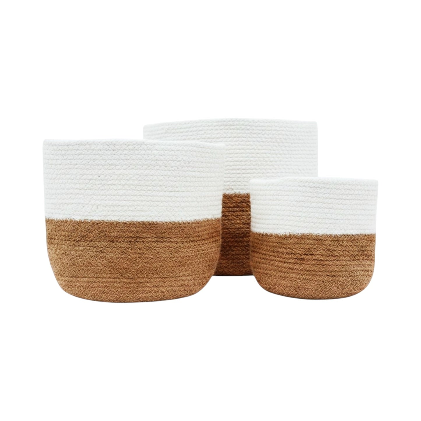 Set of 3 Cotton Rope Storage Baskets - White | Four Candle