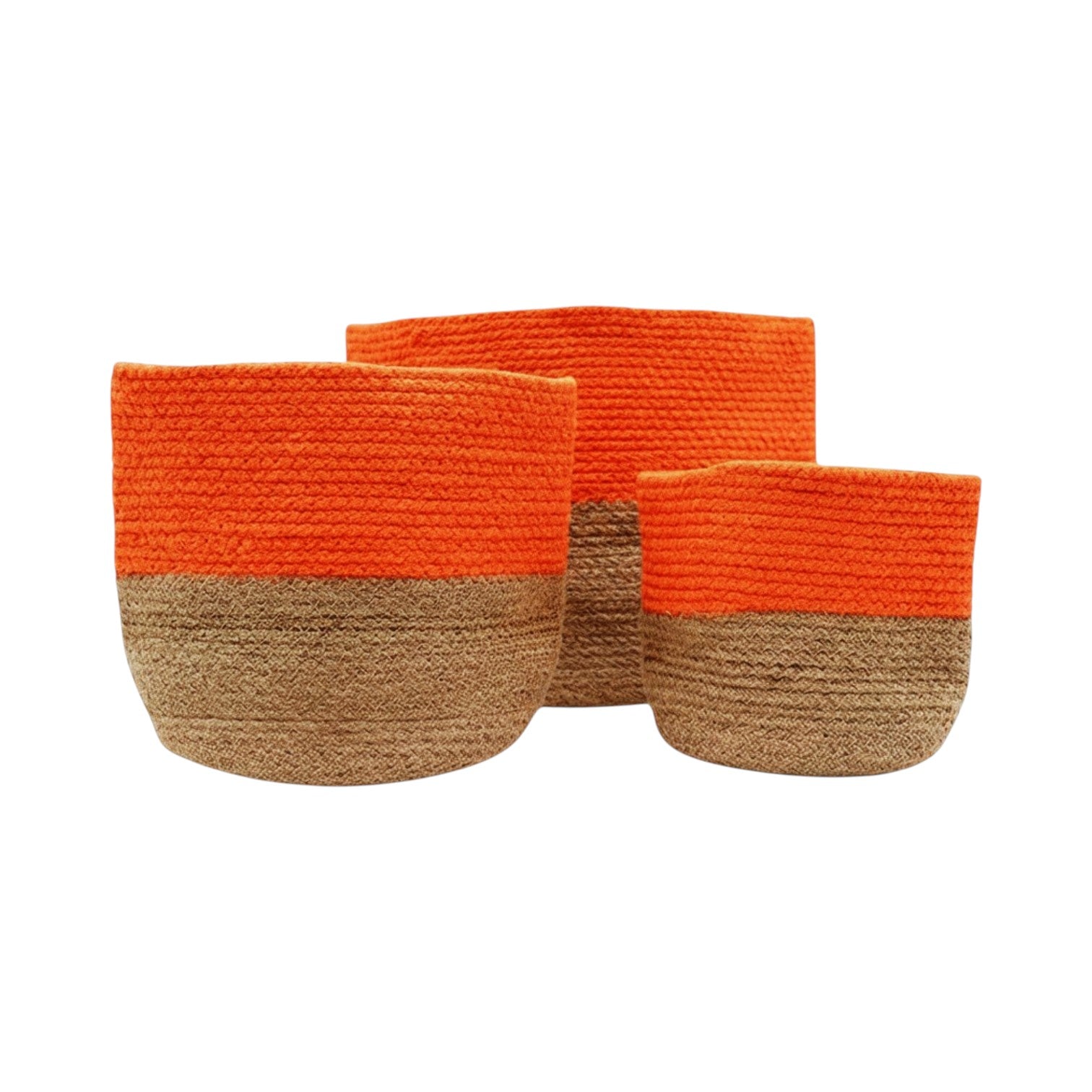 Set of 3 Cotton Rope Storage Baskets - Orange | Four Candle