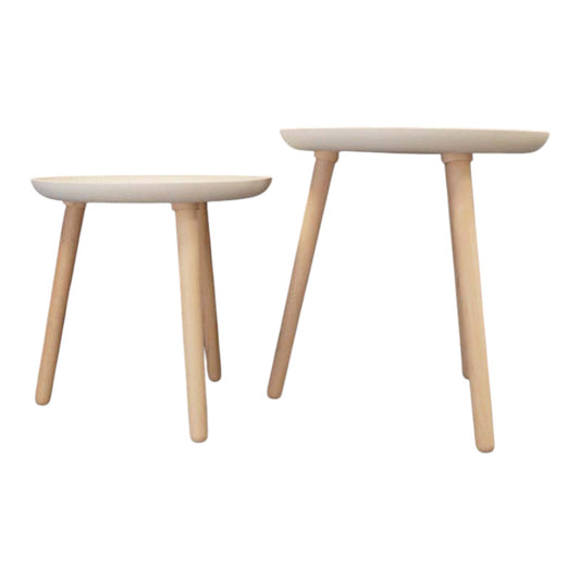 Set Of Two Earthy Oatmeal Chaff Side Tables