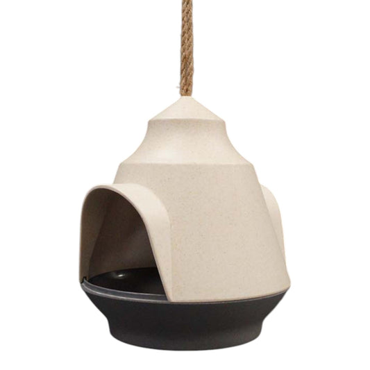 Earthy Natural/Anthracite Bamboo 2-Tone Hanging Bird Feeder