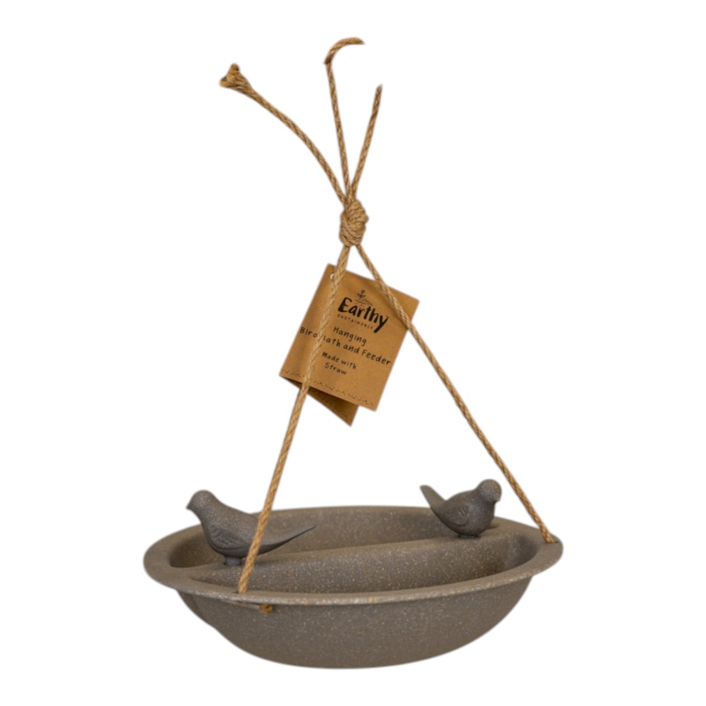 Earthy Straw Hanging Bird Bath And Feeder (27cm)