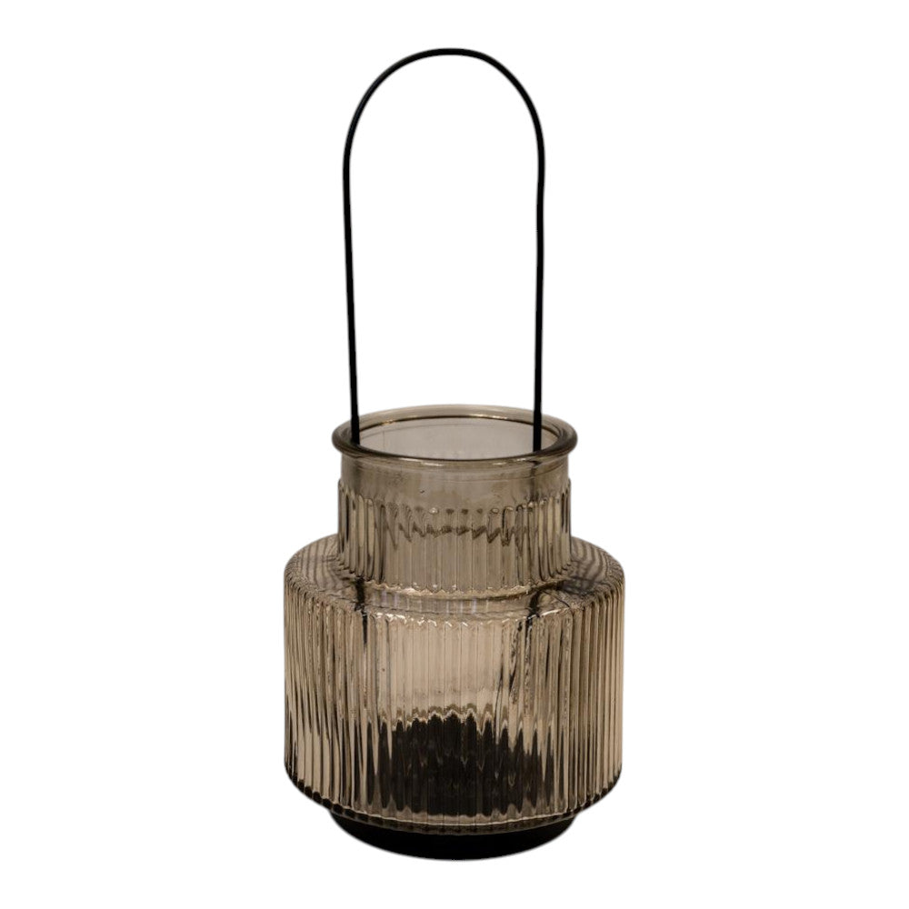 Smokey Brown Large Glass Candle Holder with handle