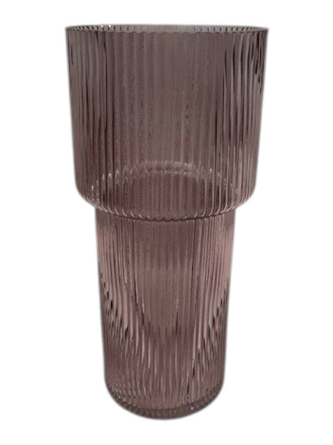 Amethyst Tall Glass Ribbed Vase