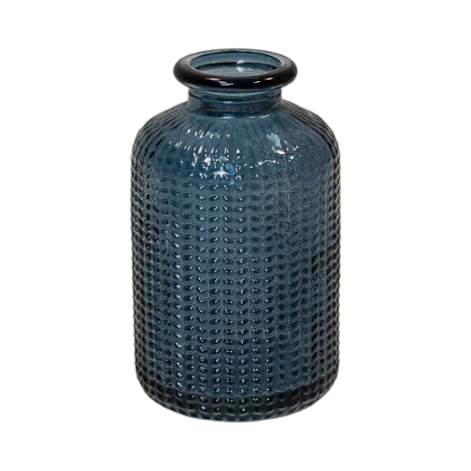 Blue Dimpled Glass Bottle