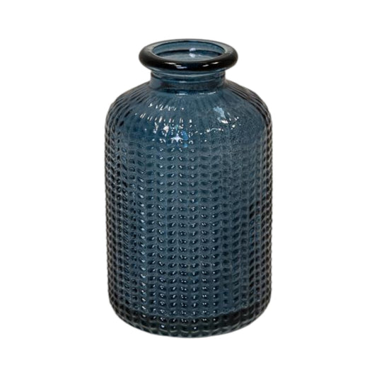 Blue Dimpled Glass Bottle